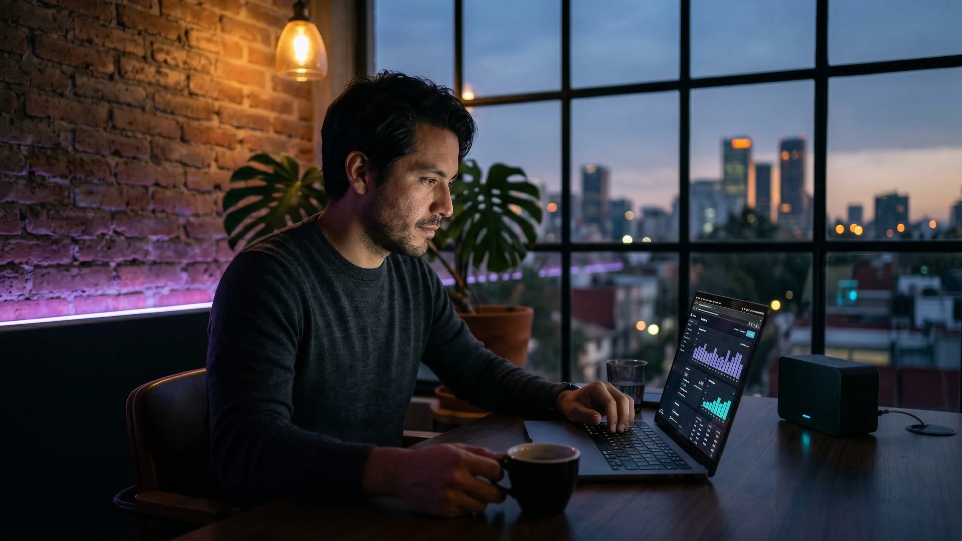 fundador de startup mexicana revisando métricas en Ciudad de México